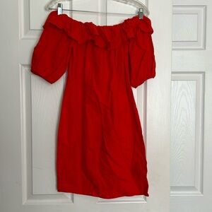 H&M Red Off the Shoulder Mini Dress XS